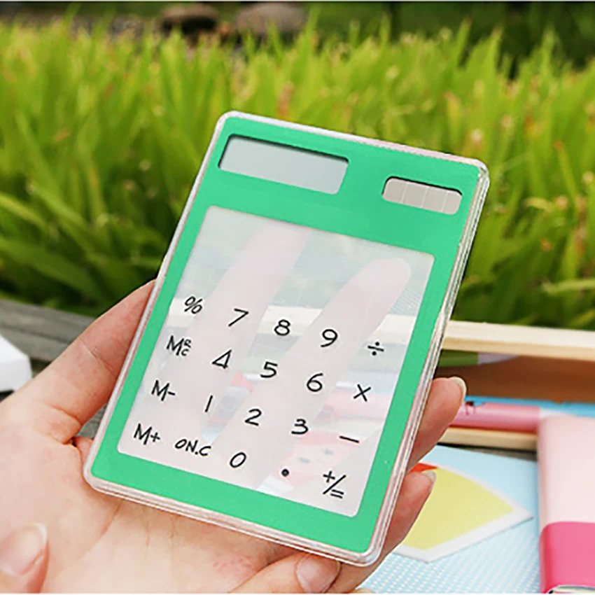 8-значный сенсорный Экран прозрачный калькулятор на солнечных батареях