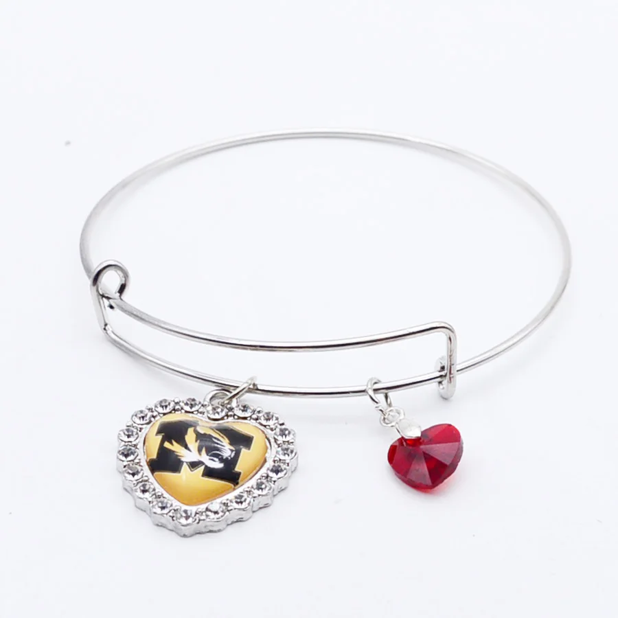 

University Football Bracelet Rhinestone Charms Missouri & Tigers Bracelets & Bangle Women Men Wedding Birthday