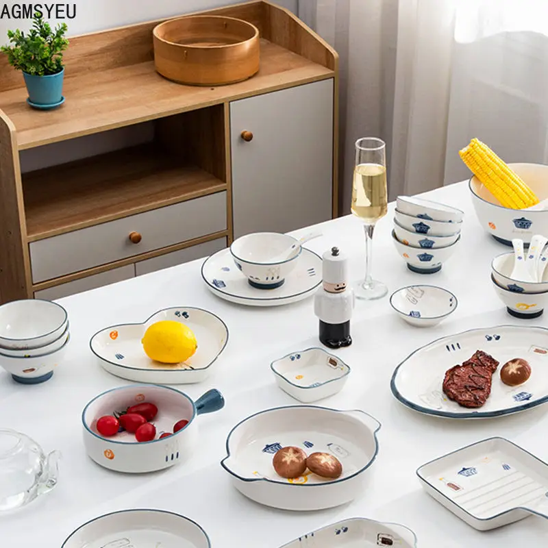 Креативная керамическая миска и тарелка AGMSYEU бытовая круглая посуда для супа