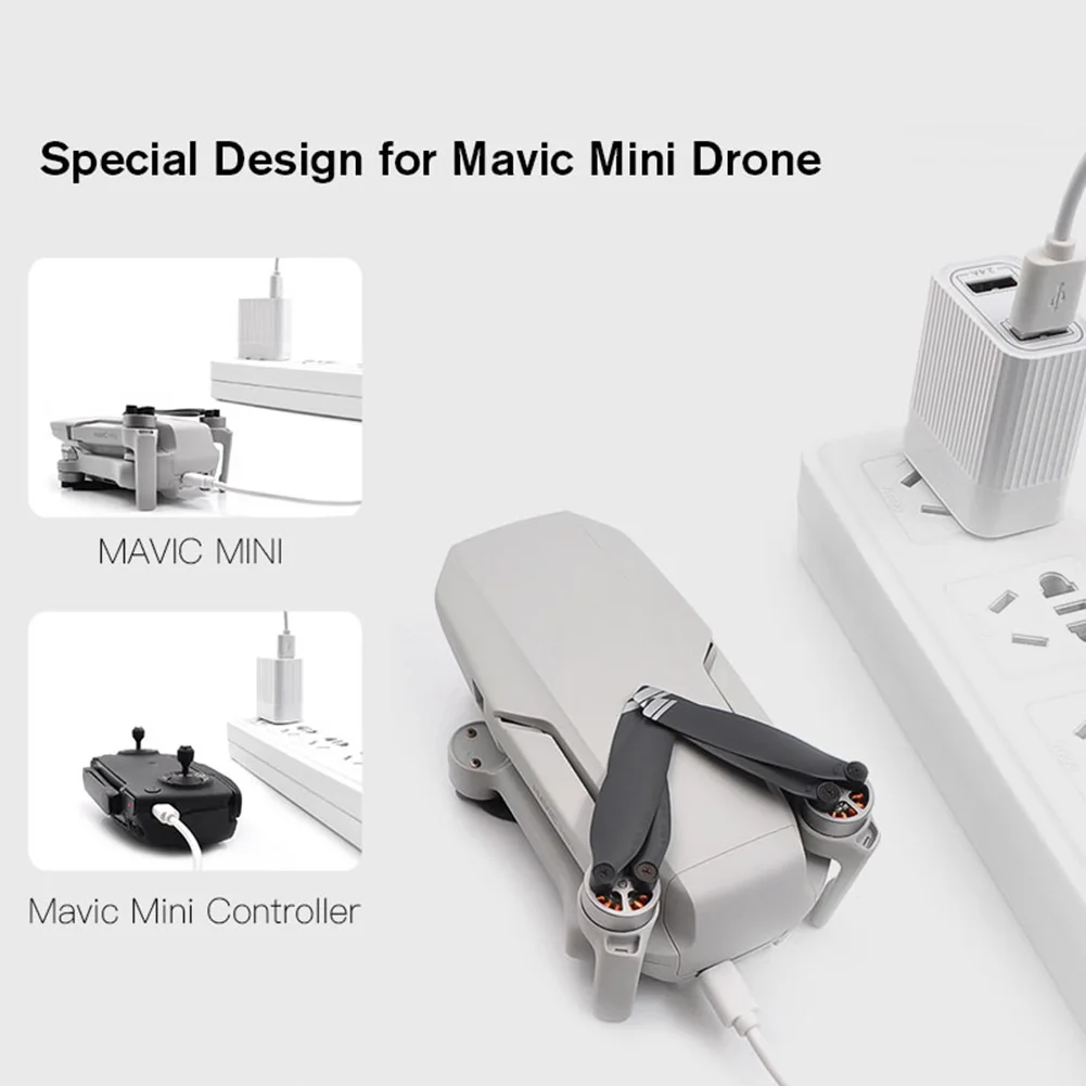 

Drone Remote Control Charger Dual-port USB Fast Charger Adapter With Charging Cable For DJI Mavic Mini