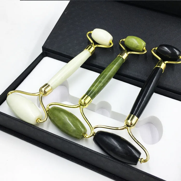 Массажный массажер для лица черный зеленый белый цвет натуральный Нефритовый