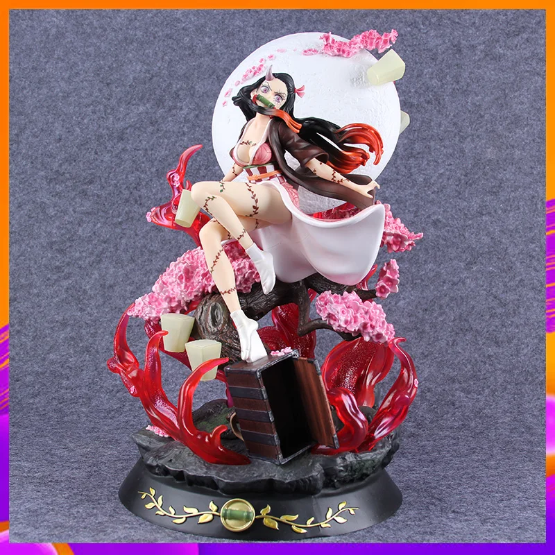 

42cm Anime Demon Slayer Kimetsu no Yaiba Kamado Nezuko LED PVC Action Figure Toy GK Statue Adult Collectible Model Doll Gift