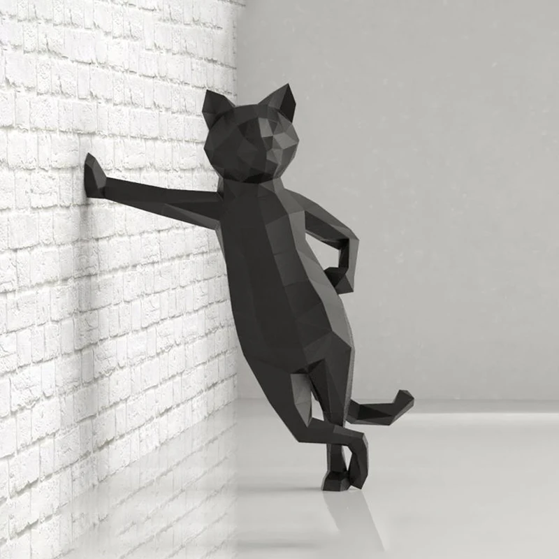Прекрасный кот 50 см бумага 3D DIY материал ручной творческий домашний декор реквизит#2090 ручная работа милые геометрические бумажные фигурки