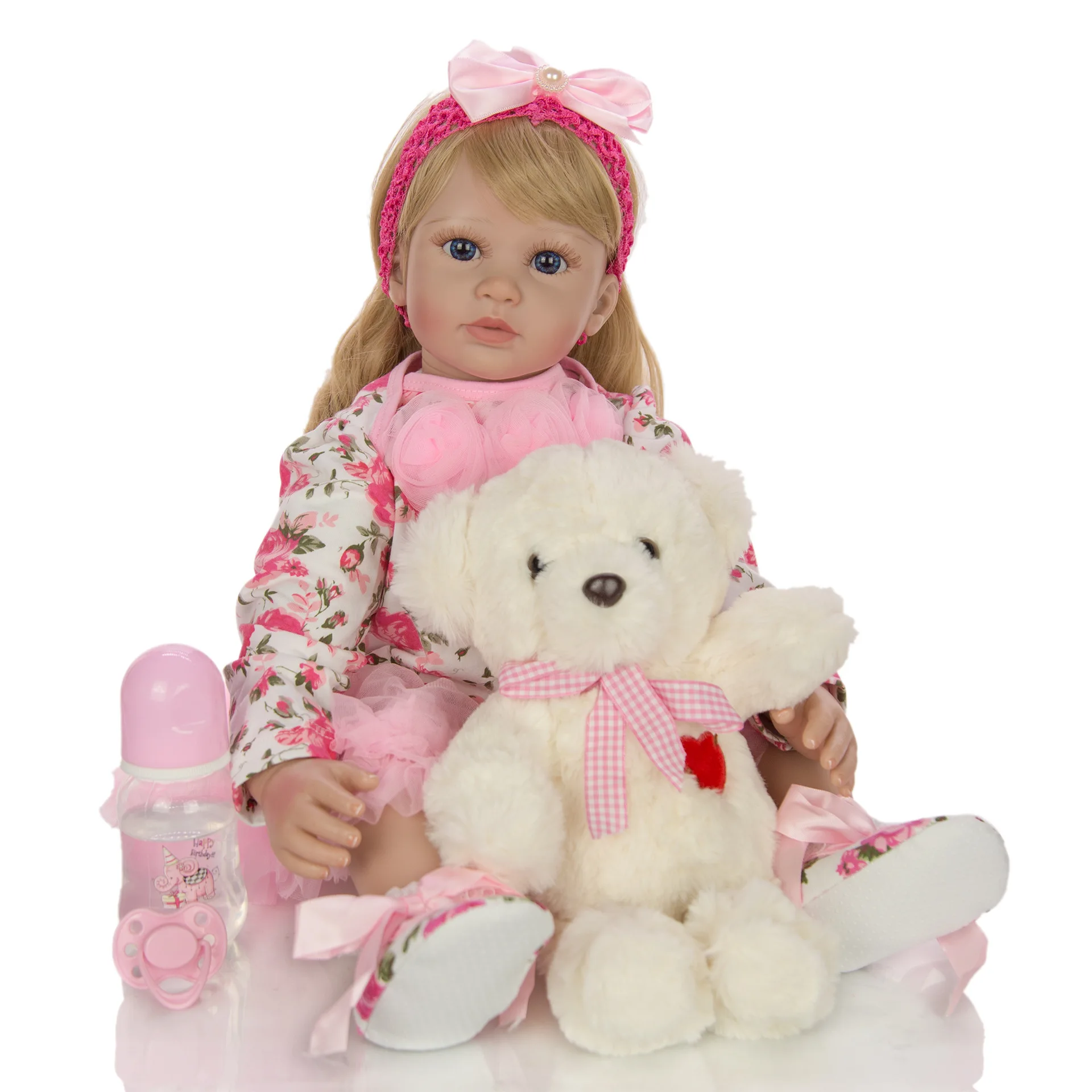 

Реалистичные куклы-Младенцы 60 см, мягкие, силиконовые, виниловые, куклы-младенцы, девочки, кудрявые, золотые волосы, куклы-младенцы, игрушки ...