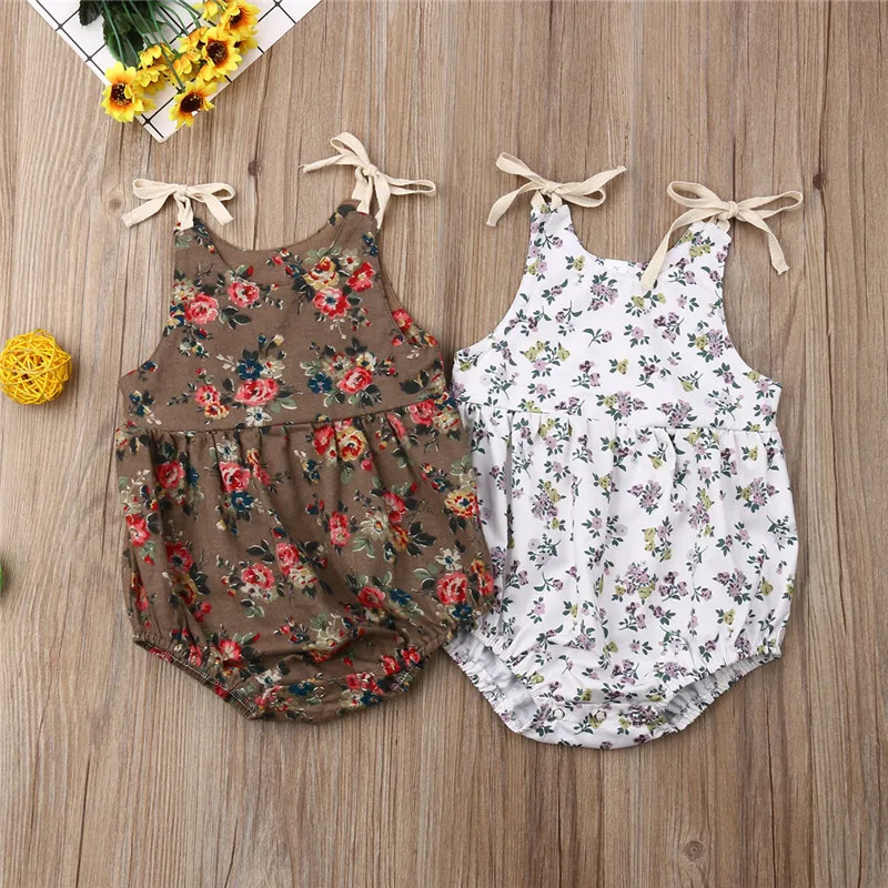 

Baby Clothes Kids Newborn Baby Girl Spaghetti Strap Floral Sleeveless Romper 2020 Infant Cotton One Piece Jumpsuit Outfit 3-24M
