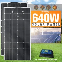 flexible solar panel kit complete 640w 320w panel solar charger energy battery for home camping car smartphone power bank system