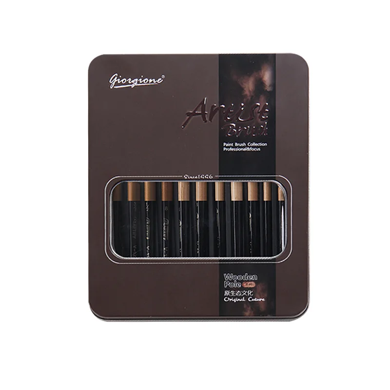 

Paint Brush 12pcs Nylon Painting Brush Set with Iron Box Paint Brushes for Oil Acrylic Gouache Watercolor Painting Art Supplies