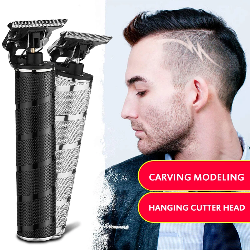 

Cordless Hair Trimming Professional Electric Push White Engraving Men's T9 Electric Hair Clipper Limit Comb Cleaning Brush Set