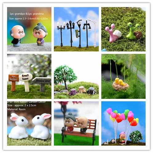 

for fairy garden Aquarium fish tank for potted bonsai statue resin craft Mini balloon Rabbit bird Tortoise Miniature Figurine