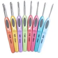 Крючки для вязания, из алюминия, цветные, с мягкой пластиковой ручкой, 2,5-6 мм, 8 шт.