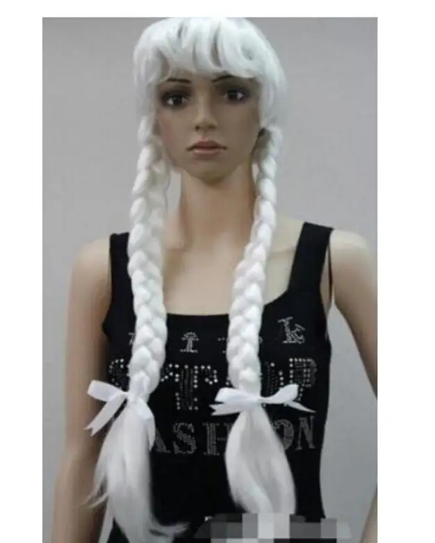 Парик серебристо-белый маскарадный Косплей длинный двойной парик | Тематическая