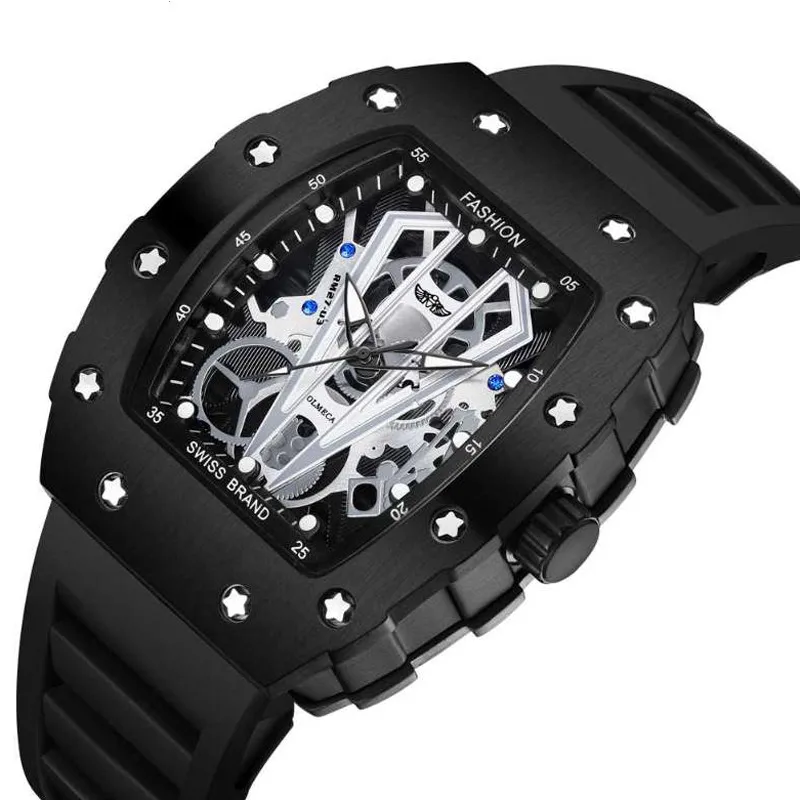 2019 новые мужские часы Топ бренд спортивные черный скелет кварцевые военные