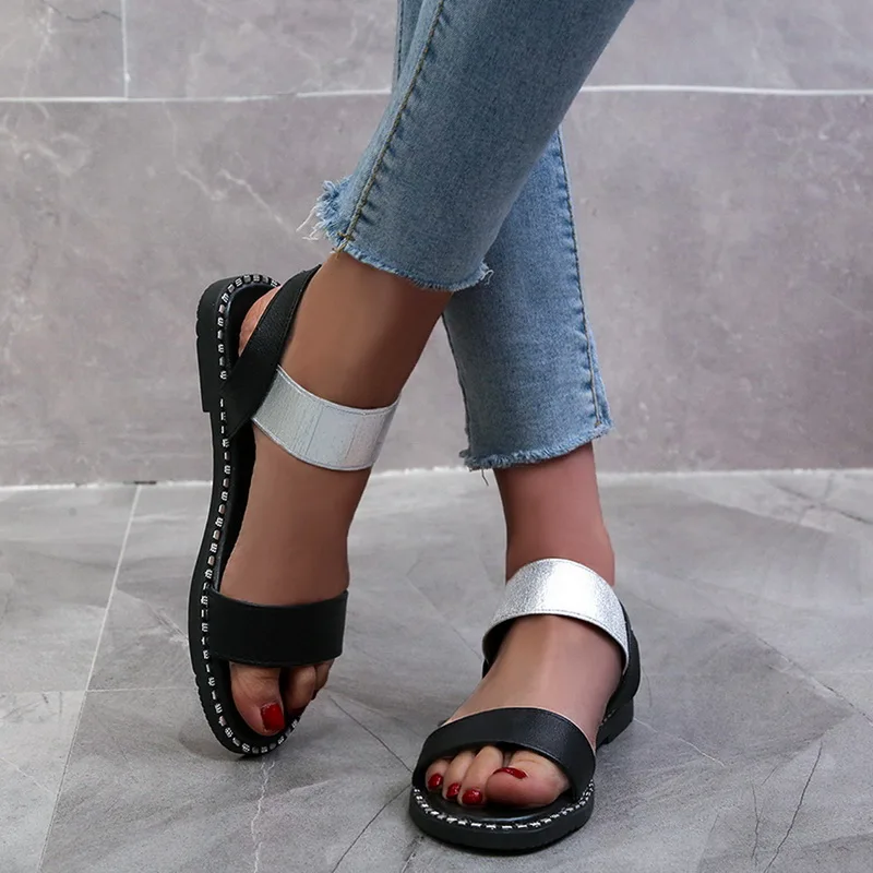Женские босоножки Летняя женская обувь на плоской подошве Шлепанцы платформе