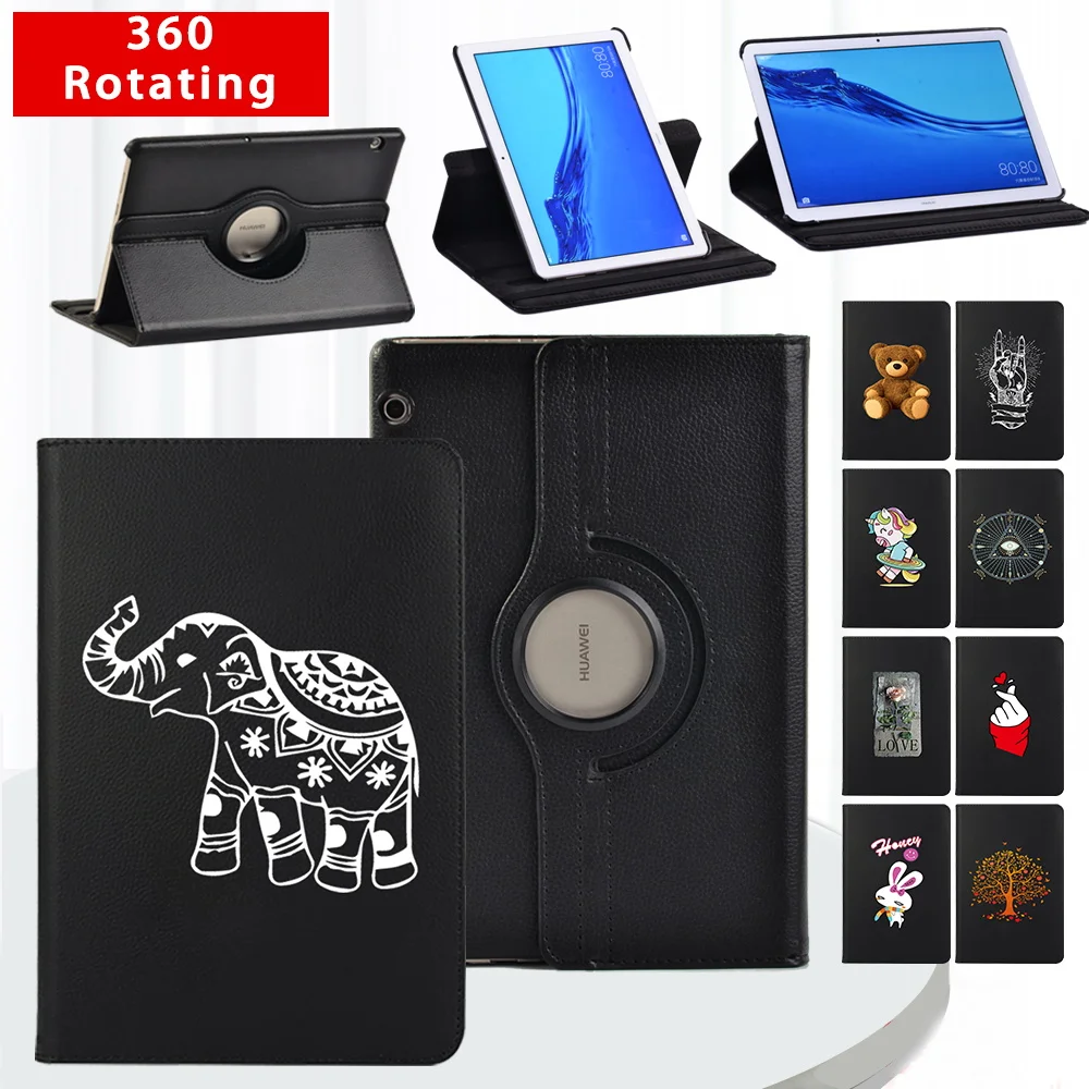 

Tablet Case for Huawei MediaPad T3 10 9.6"/T5 10 10.1" 360 Degree Rotating Stand Leather Protective Case with Cartoon Pattern