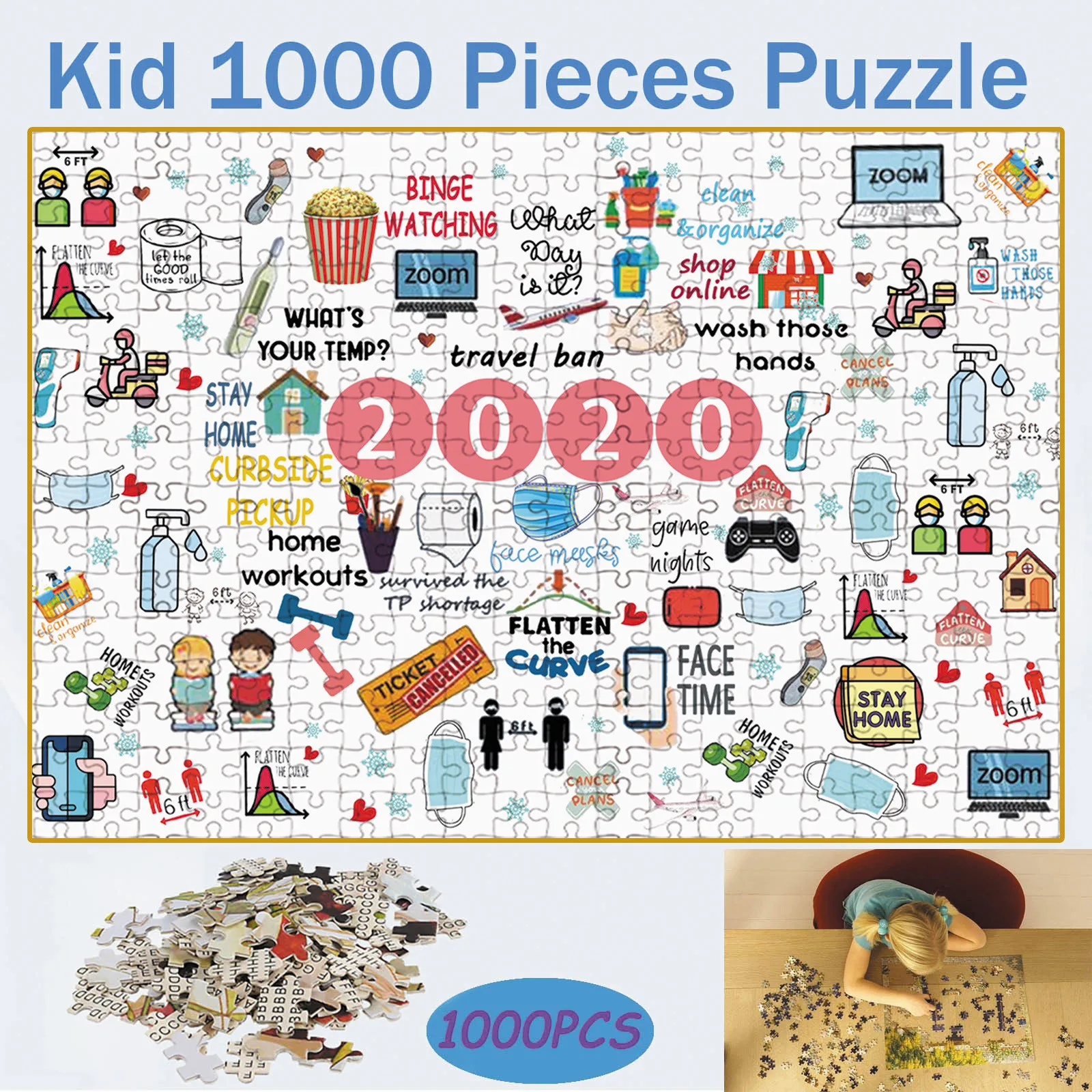 

1 Set 1000 Pieces Puzzle For Party Home Practice Early Childhood Education Cognitive Card Toy Spell Word Game Gift for Adult @b3