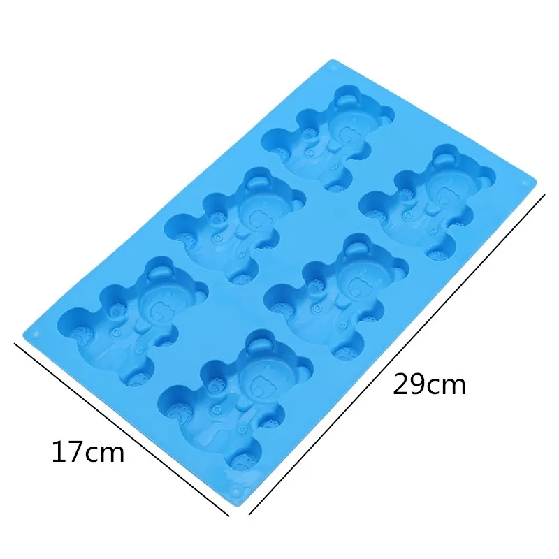 

6 Holes 3D Lovely Bear Form Cake Mold Silicone Cupcake Cookie Mini Soap Moulds Baking Tools Kitchen Fondant Cake Mold