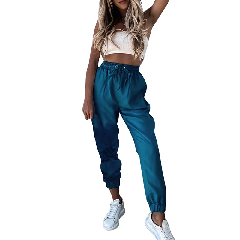Женские однотонные повседневные облегающие джоггеры с завышенной талией