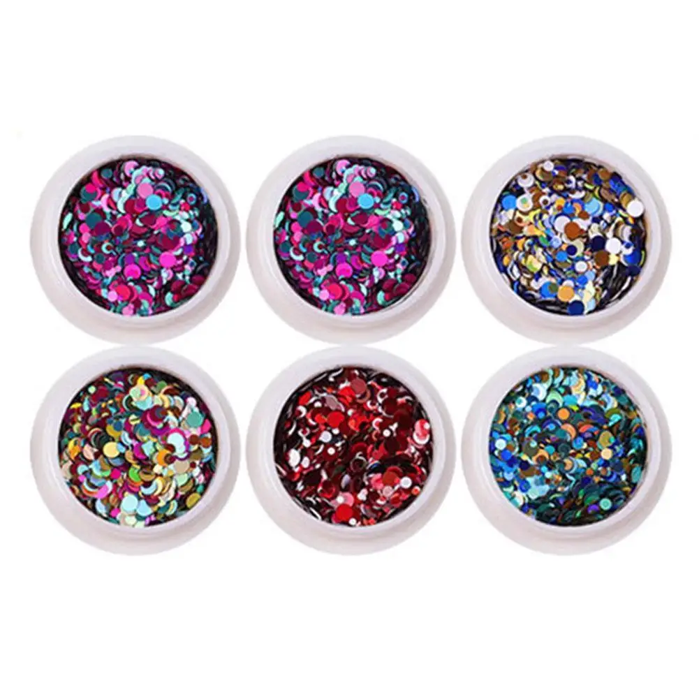 

12 Grids / Box Mix Size Holo Circle Sequins Nail Glitter Decals Rainbow Decoration Dreamy Art Paillette Round Set Nails Sli T5L1