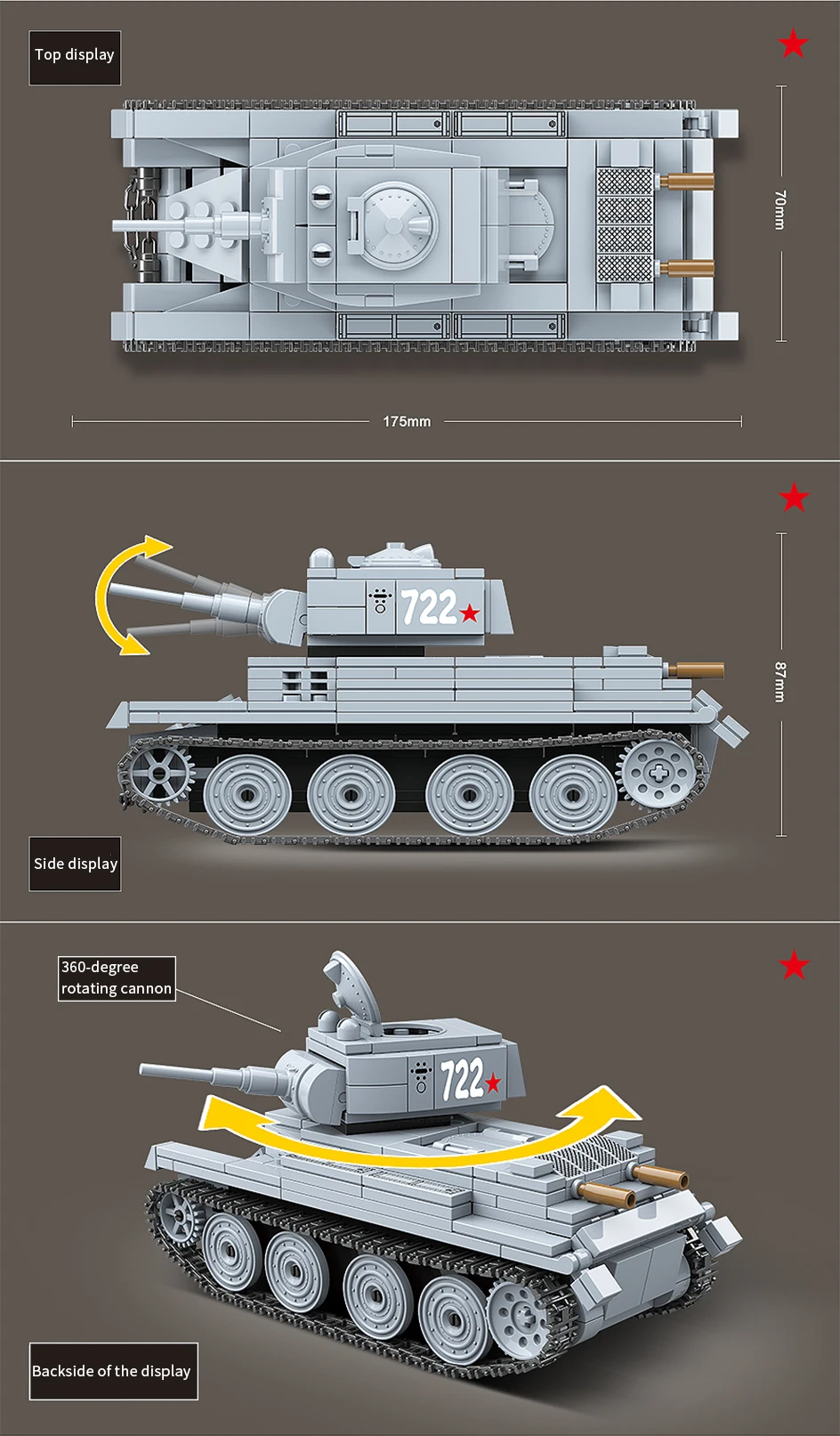 462 шт. военный советский BT-7 светильник Танк солдат строительные блоки WW2 Танк оружие аксессуар кирпичи армейские игрушки для детей Подарки