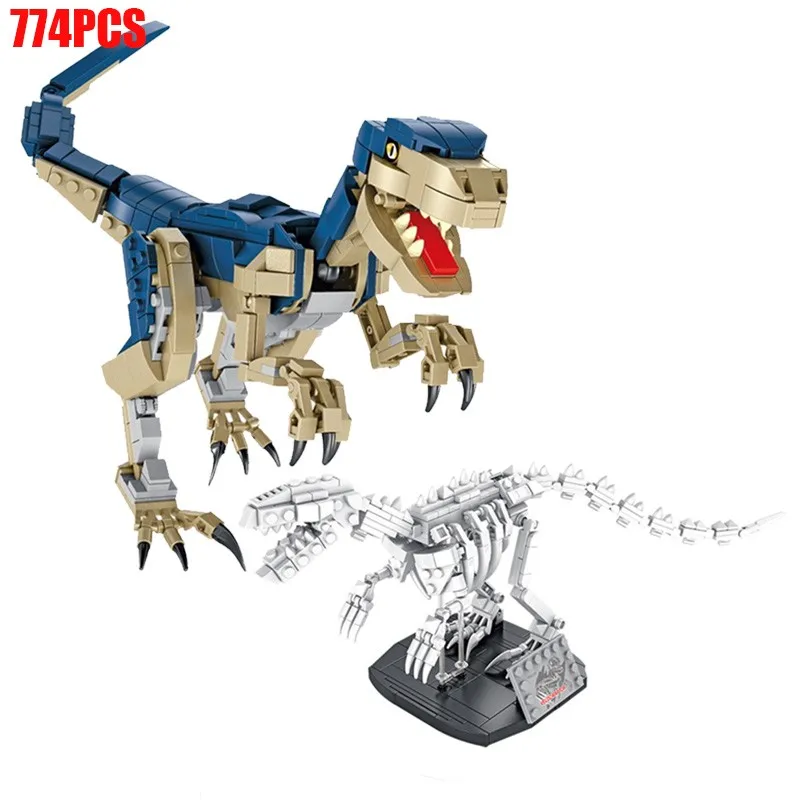 

2020 New Jurassic Dinosaur Velociraptor Building Dinosaur And Fossils Blocks Tyrannosaurus Building Blocks Educational Kids Toys