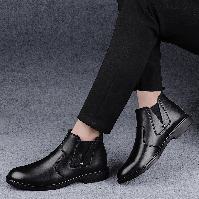 Мужские классические ботинки челси из натуральной кожи Повседневная Деловая