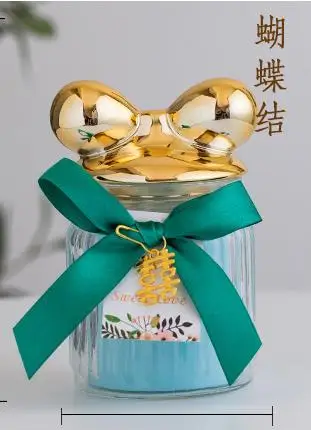 Bow color random Многофункциональные запечатанные банки высокого качества стекло прозрачный пищевой для зёрен контейнер для хранения, банка чайные инструменты предмет интерьера, украшение - Цвет: Bow color random