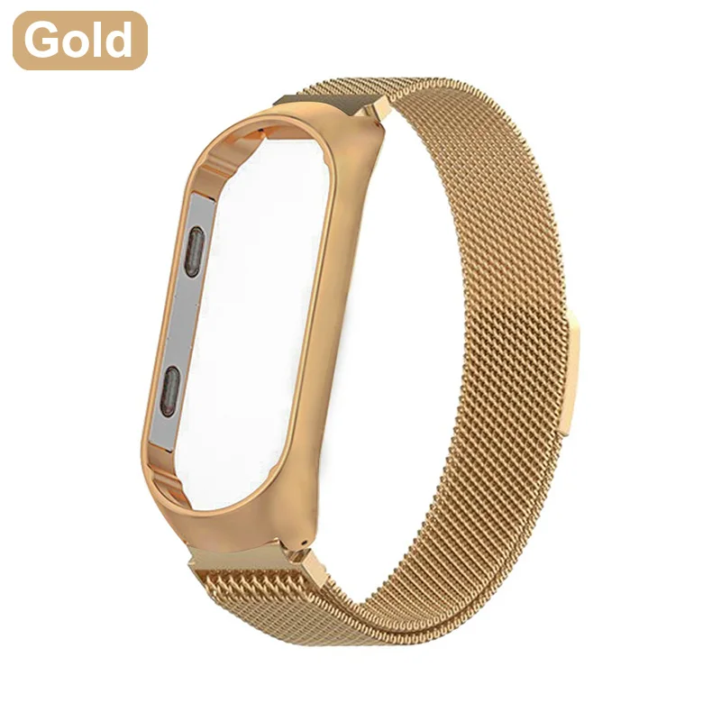 Gold Ремешок для Xiaomi mi Band 4 металлический браслет для mi band 3 из нержавеющей стали ремешок для mi band сменные браслеты - Цвет: Gold