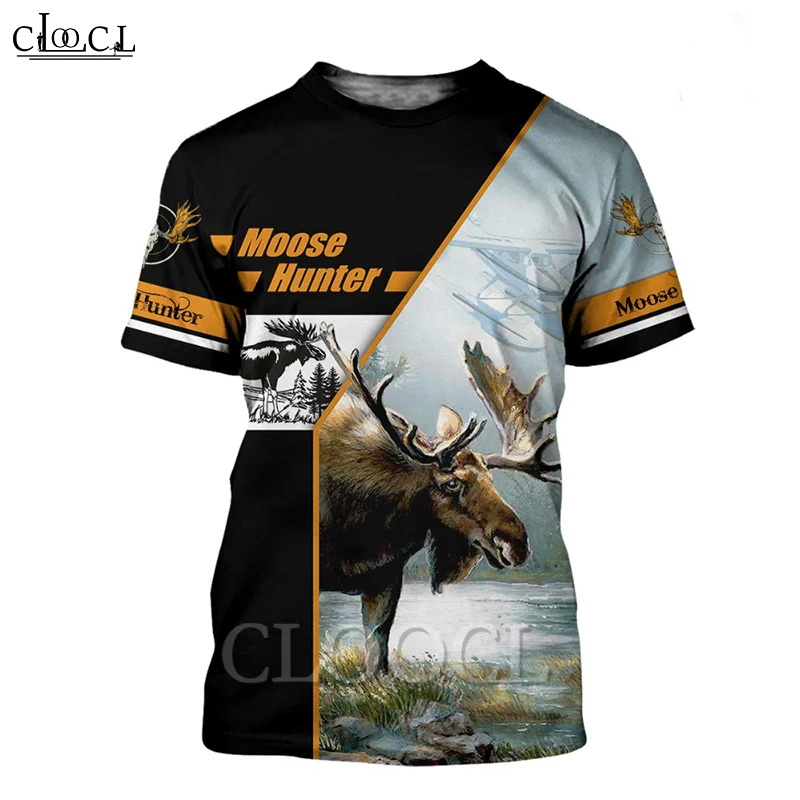 

CLOCOL Summer Men T Shirt 3D Print Deer Hunting Harajuku Short Sleeve Shirts Fashion Unisex Casual All-match T-shirt Tops