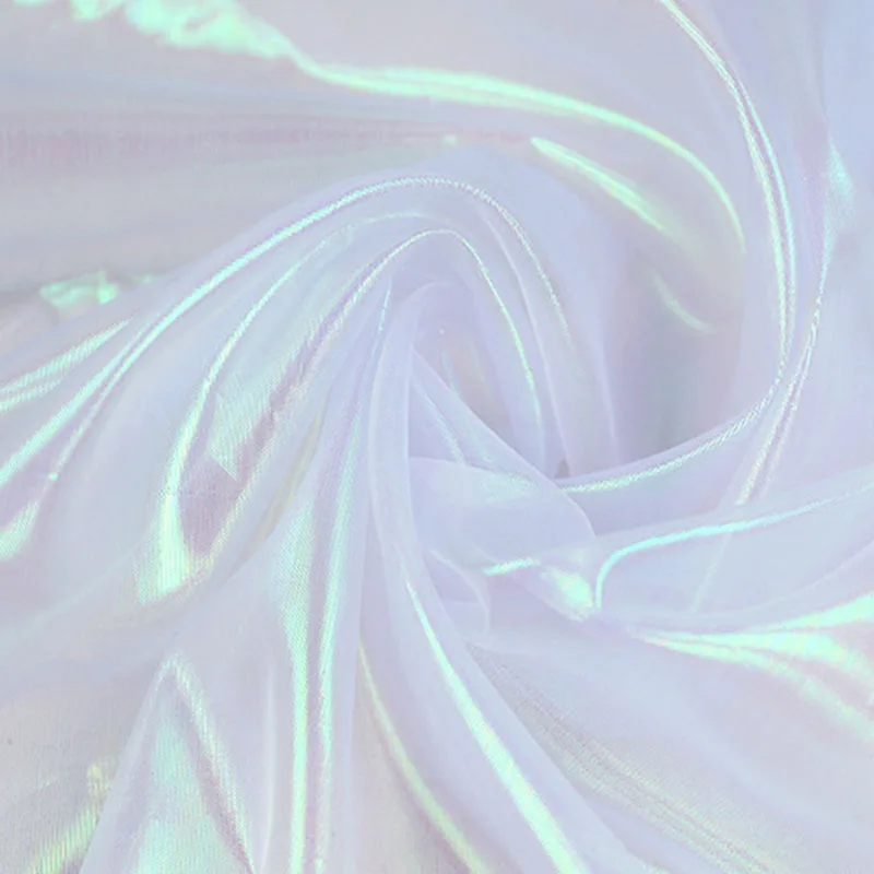 Прозрачная голографическая ткань вуаль дизайнерская флуоресцентная красочная