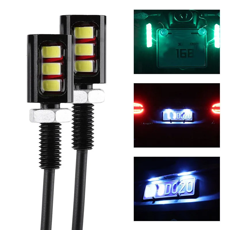 

New 2pcs Car Auto Motorcycle Low Consumption High Bright Ultra Long Life Number License Plate Screw Bolt Light 3SMD Lamp#262687