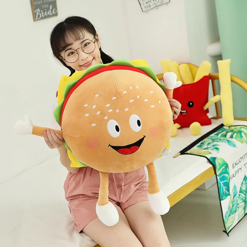 Милые продукты поп Кукуруза гамбургер плюшевые игрушки Моделирование Kawaii экспрессии пиццы мягкая подушка куклы дети Nap Подушка игрушка