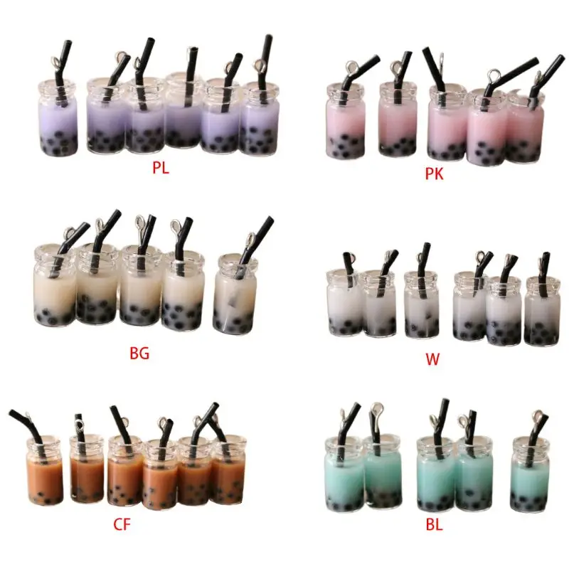 5 шт. миниатюрные 3D Подвески в форме чашки из молочного чая и жемчуга каваи