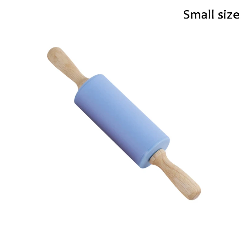 22cm blue Силиконовые скалки, деревянные руки скалка для торта, deegroller, помадка ролик, тесто ролик, patisserie outils аксессуары - Цвет: 22cm blue