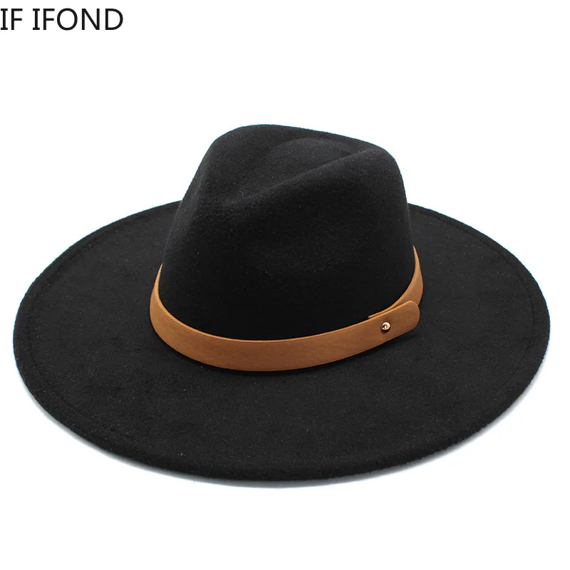 Шерстяная шляпа Fedora с широкими полями зимняя Дамская Шляпа Дерби для свадьбы