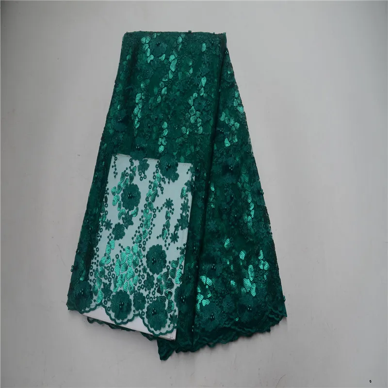 

2021 Latest African Net Lace Fabric High Quality Embroidery Nigerian Lace Fabric For Wedding 5Yards French Sequins Tulle Lace