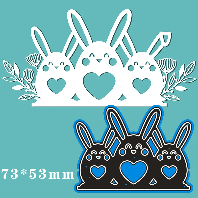 

Cutting Metal Dies Happy Rabbits for 2020 New Stencils DIY Scrapbooking Paper Cards Craft Making New Craft Decoration 73*53mm