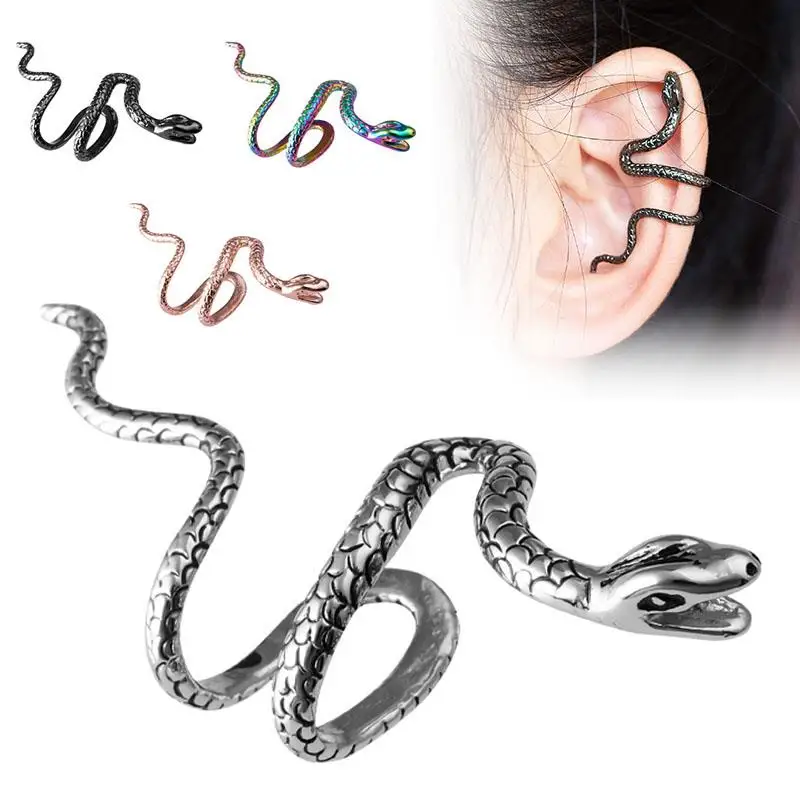 Быстро раскупаемый 1 шт. латунь Змея Серьги Зажимы клипсы пирсинга панк не