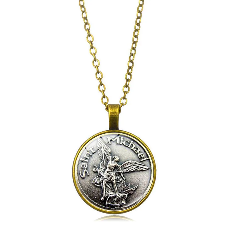 XSWX2181-bronze Мужское ожерелье, Archangel St. Майкл, защитите меня, Сейнт щит, защита, шарм, русский орходокс, подвеска, цепочка, ожерелье - Metal Color: XSWX2181-bronze