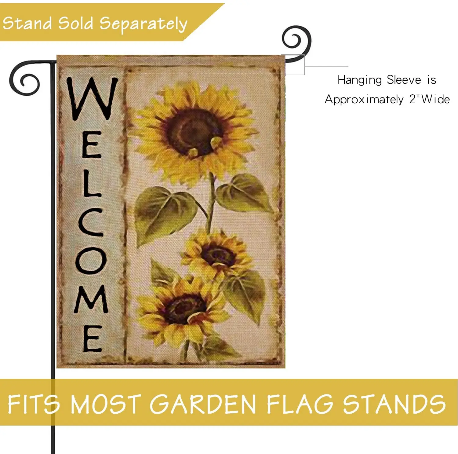 

Selmad Welcome Sunflower Garden Flag Farm Sunshine Flower Double Sided Autumn Seasonal Sweet Home Outdoor Vintage D&eacute