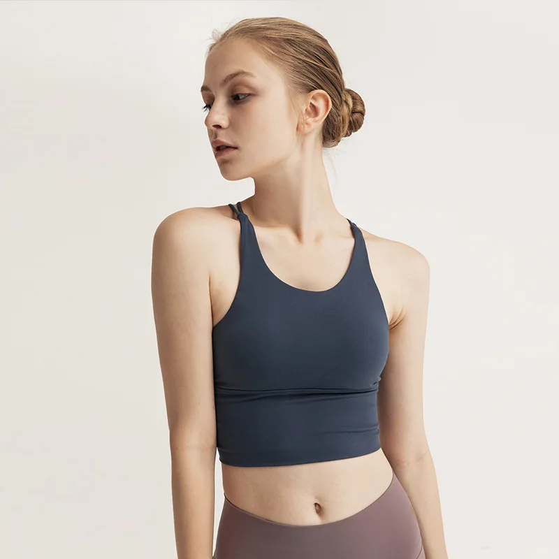 

2019 Women Solid Strap Cross Sports Bras Yoga Women's New Backless Breathable Fitness Bras Sports Wear for Women Gym