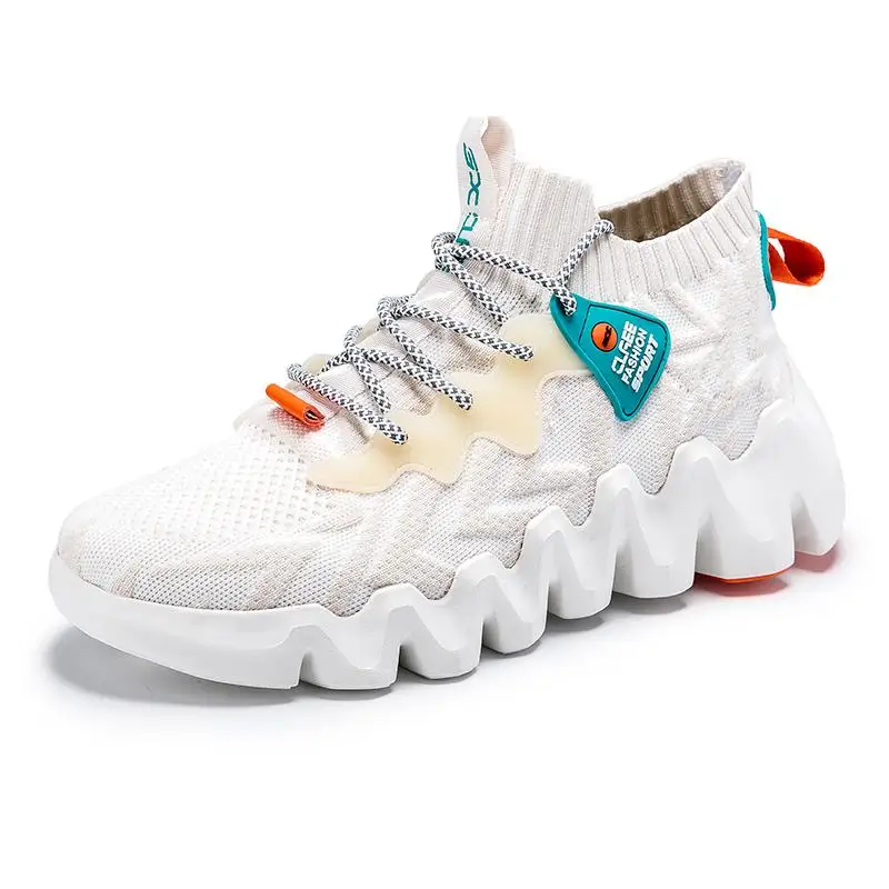 

High Quality Men Socks Chunky Sneakers 2020 Breathable Height Increasing Running Shoes Stretch Fabric Mens Athletic Sport Shoes