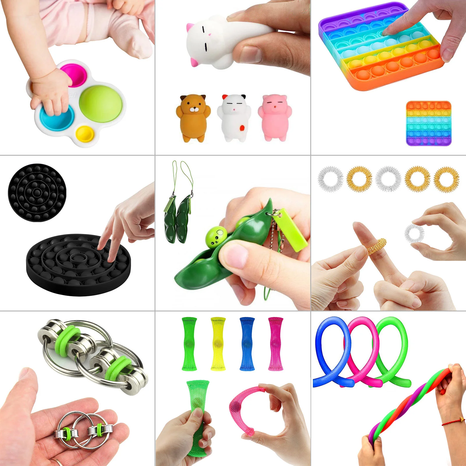 

23 Pack Sensory Fidget Toys For Children Safe Stress Relief Pop Bubble Sensory Educational Board Game Fidget Toys