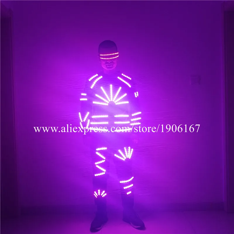

Colorful Led Luminous Dance Suit Stage Clothes Led Glasses RGB Led Flashing Light Up Outfits Stage Performance Ballroom Costume