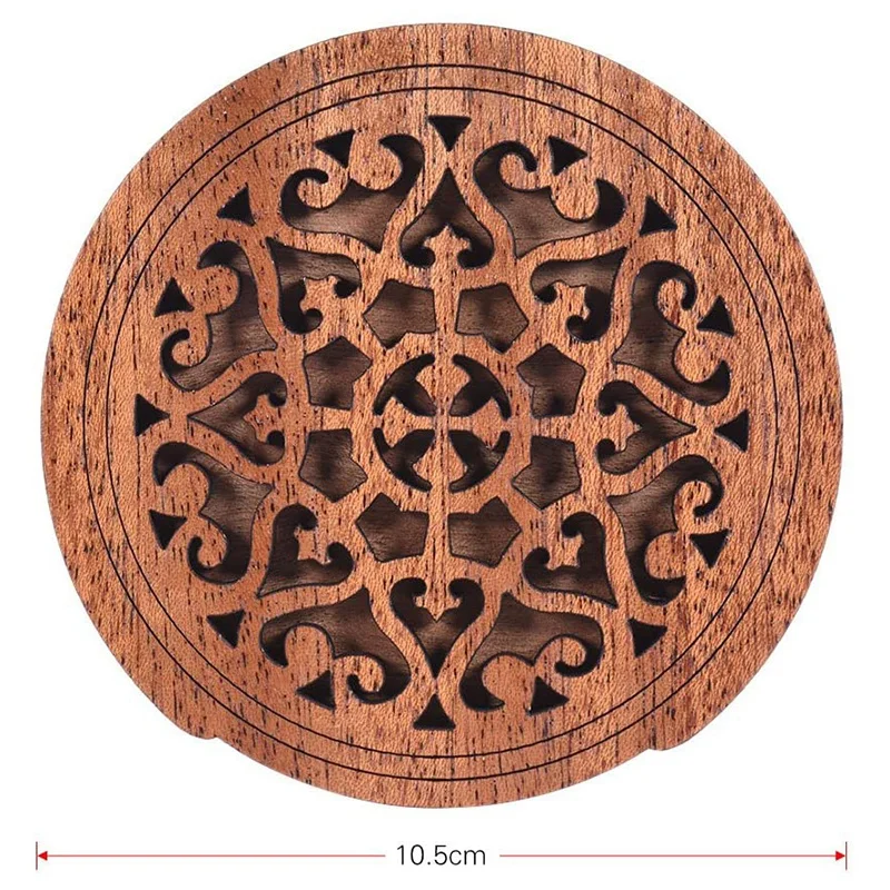 

Guitar Wooden Soundhole Sound Hole Cover Block Feedback Buffer Mahogany Wood for EQ Acoustic Folk Guitars,Style 2