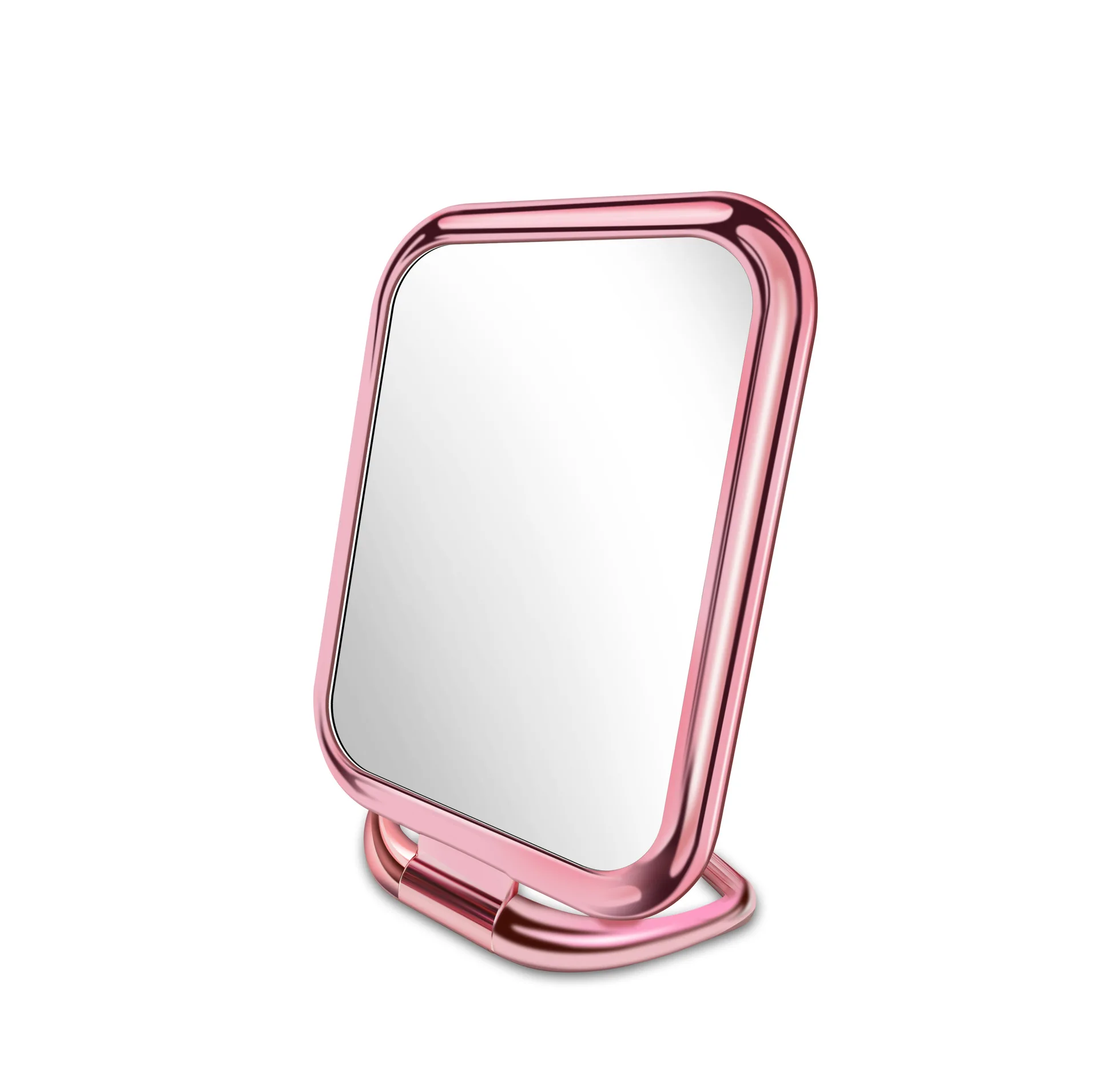 Pink square Креативное зеркало с ручкой для салона красоты, профессиональное ручное зеркало, складная подставка, индивидуальное зеркало для макияжа, для домашнего использования в путешествиях - Цвет: Pink square