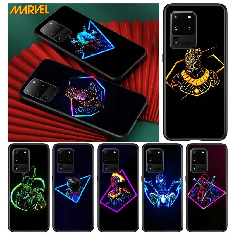 

Marvel hero color for Samsung S20 FE Ultra Plus A91 A81 A71 A51 A41 A31 A21 A11 A72 A52 A42 A22 Soft Black Phone Case