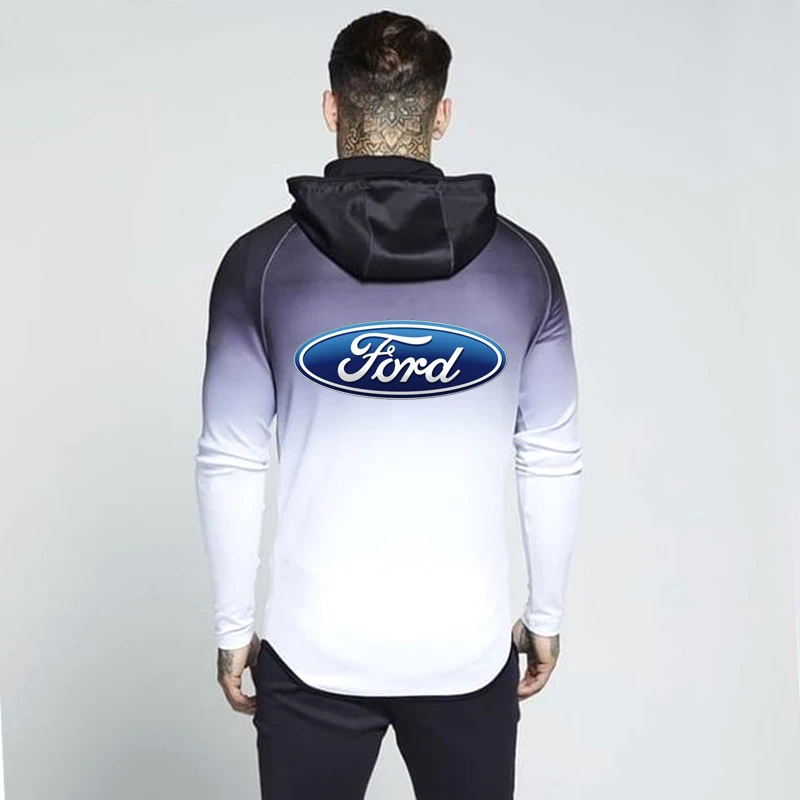Весенне-осенняя куртка на молнии худи с логотипом ford одежда градиентом флисовая