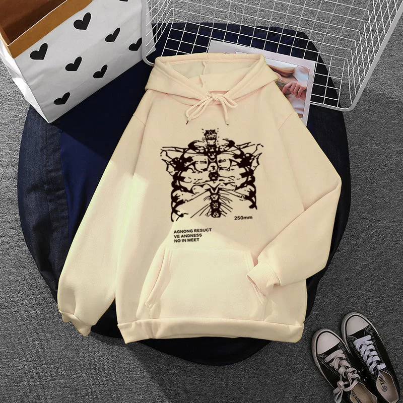 

Skeleton Print Women Hoodies 2021 Oversized Sweatshirt Harajuku Pullovers Gothic Couples Sweatshirt Loose Hoodie Streetwear