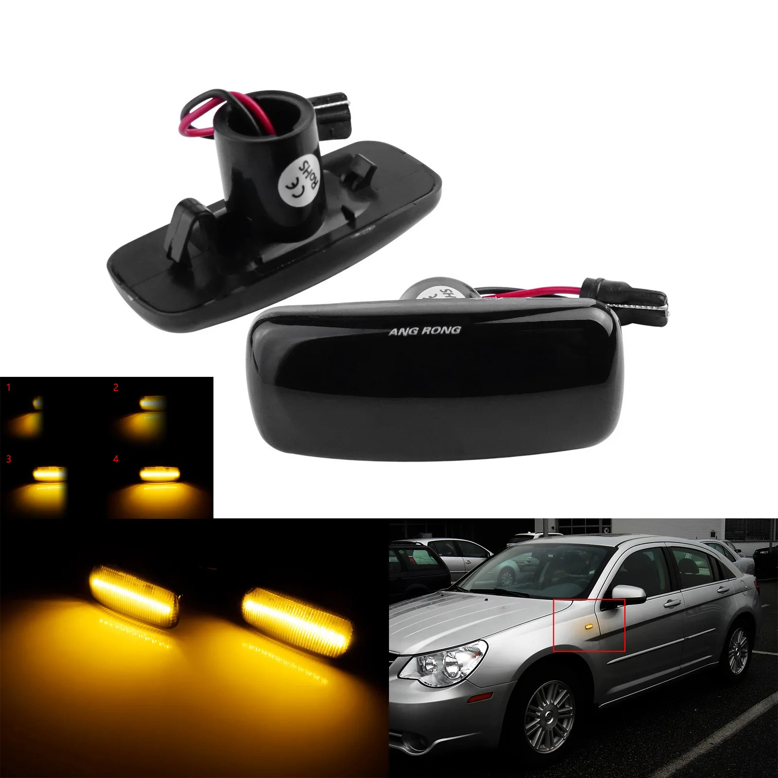

Black Lens Dynamic LED Side Marker Light For Jeep Patriot Grand Cherokee Dodge Chrysler