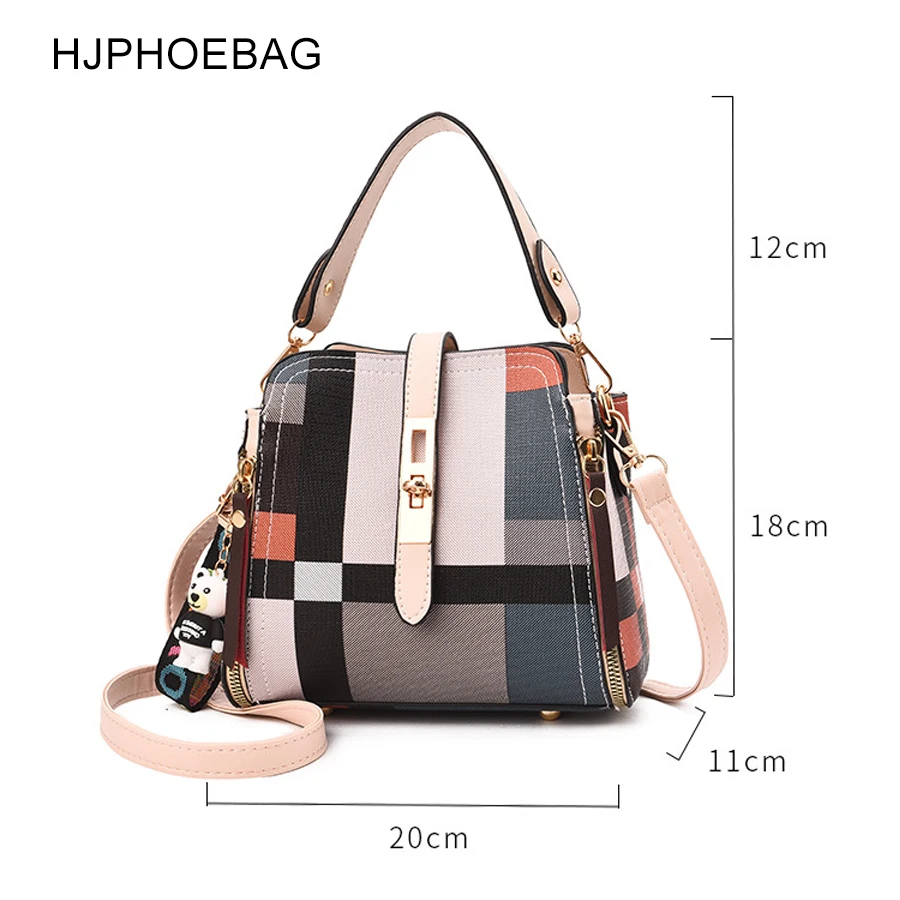 HJPHOEBAG клетчатая сумка для женщин Повседневная сумка на плечо Дамская PU кожаная ручная сумка большая качественная сумка-мешок женская сумка-тоут YC256